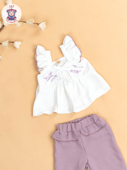 White & Onion Pink - Girls Co-ords Sets