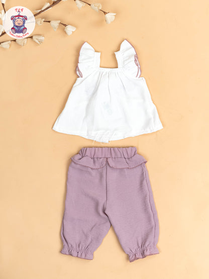 White & Onion Pink - Girls Co-ords Sets