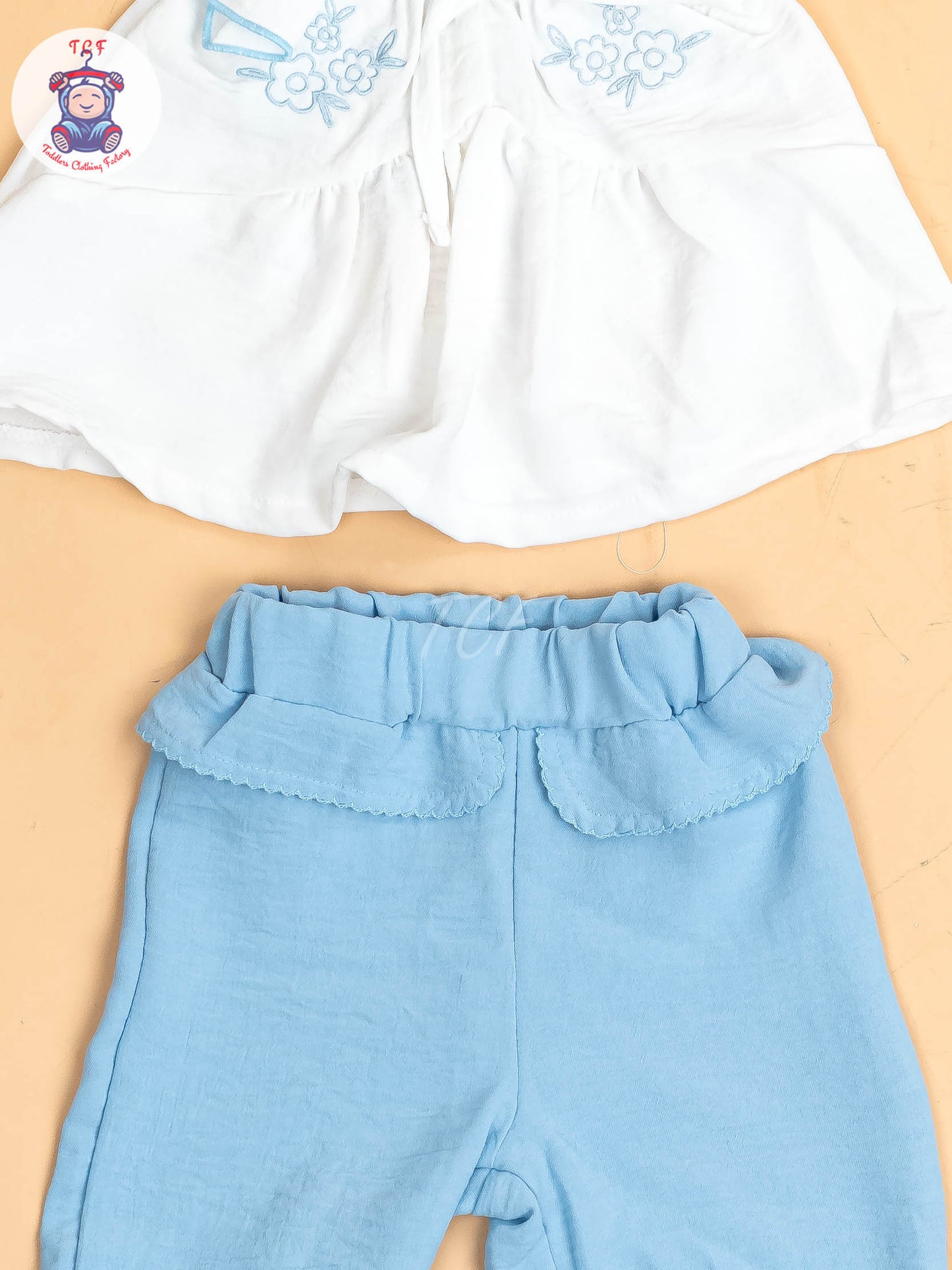 White & Sky Blue - Girls Co-ords Sets