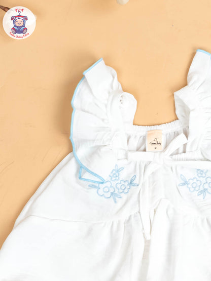 White & Sky Blue - Girls Co-ords Sets
