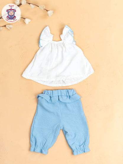 White & Sky Blue - Girls Co-ords Sets