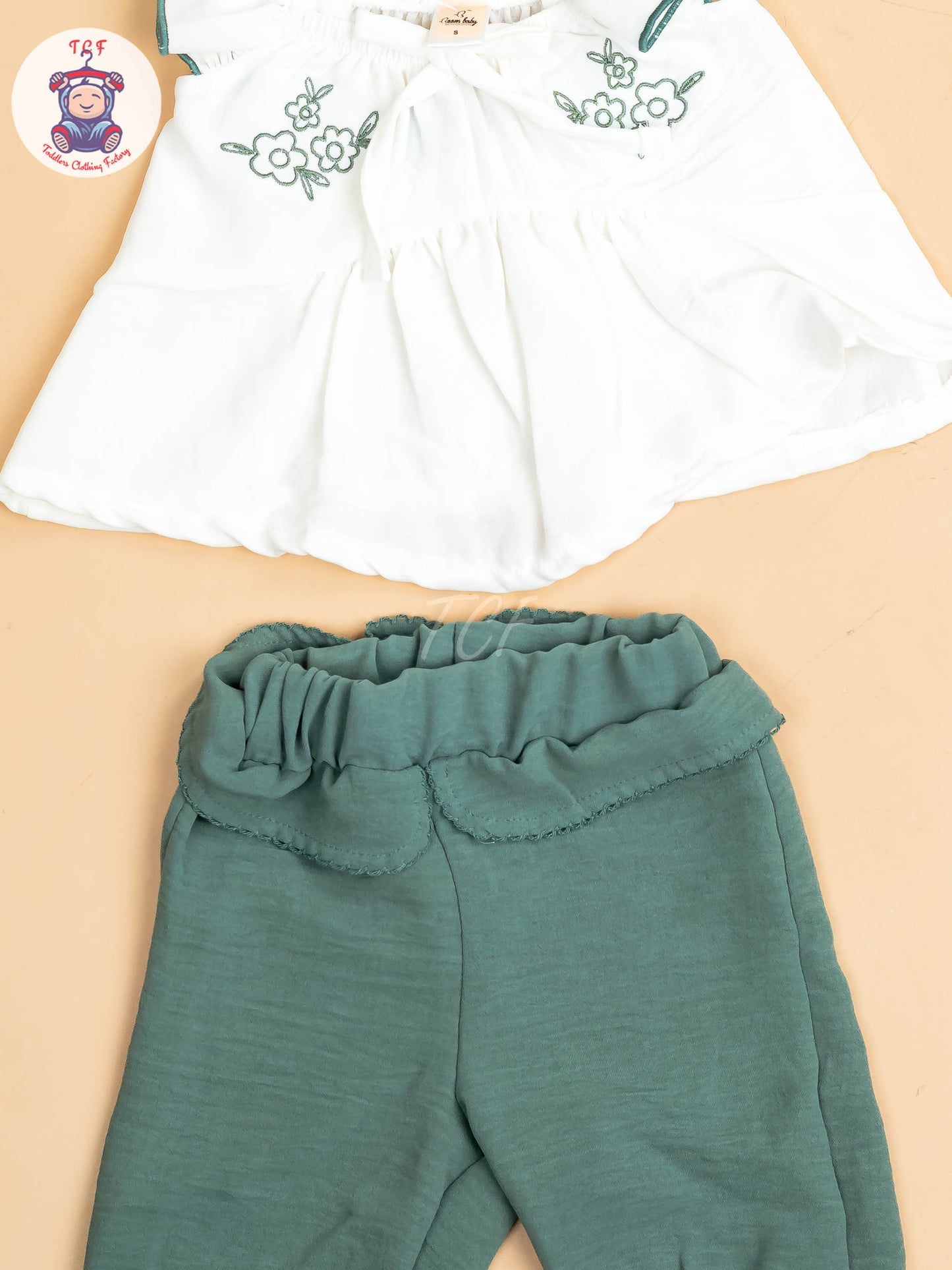 White & Light Green  - Girls Co-ords Sets