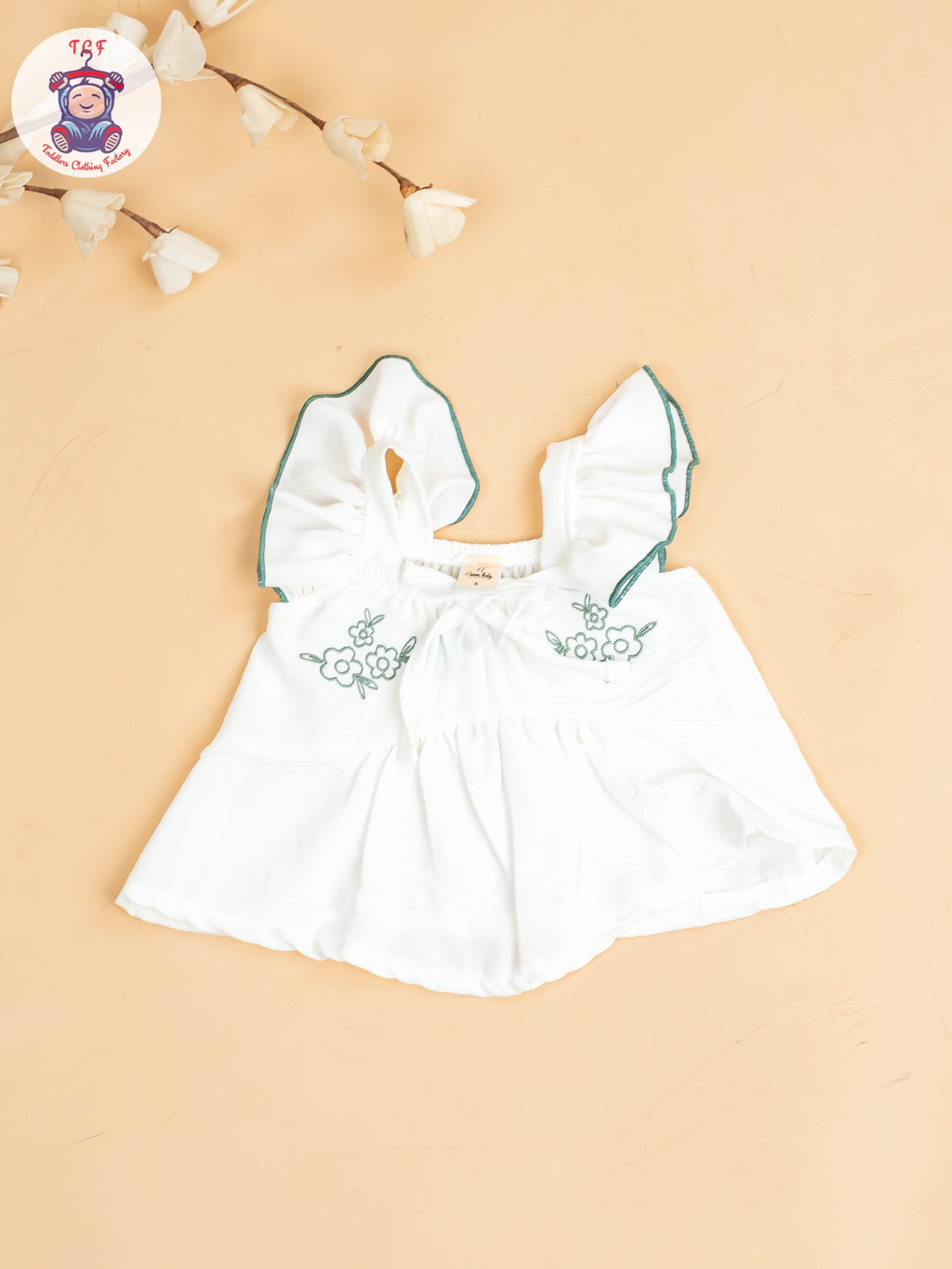 White & Light Green  - Girls Co-ords Sets