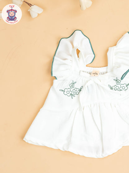 White & Light Green  - Girls Co-ords Sets