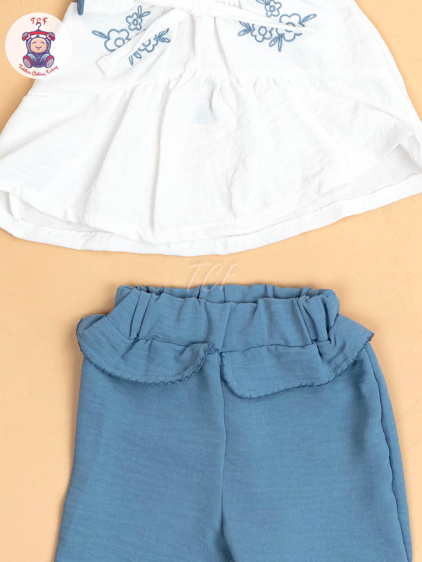 White & Light Blue  - Girls Co-ords Sets