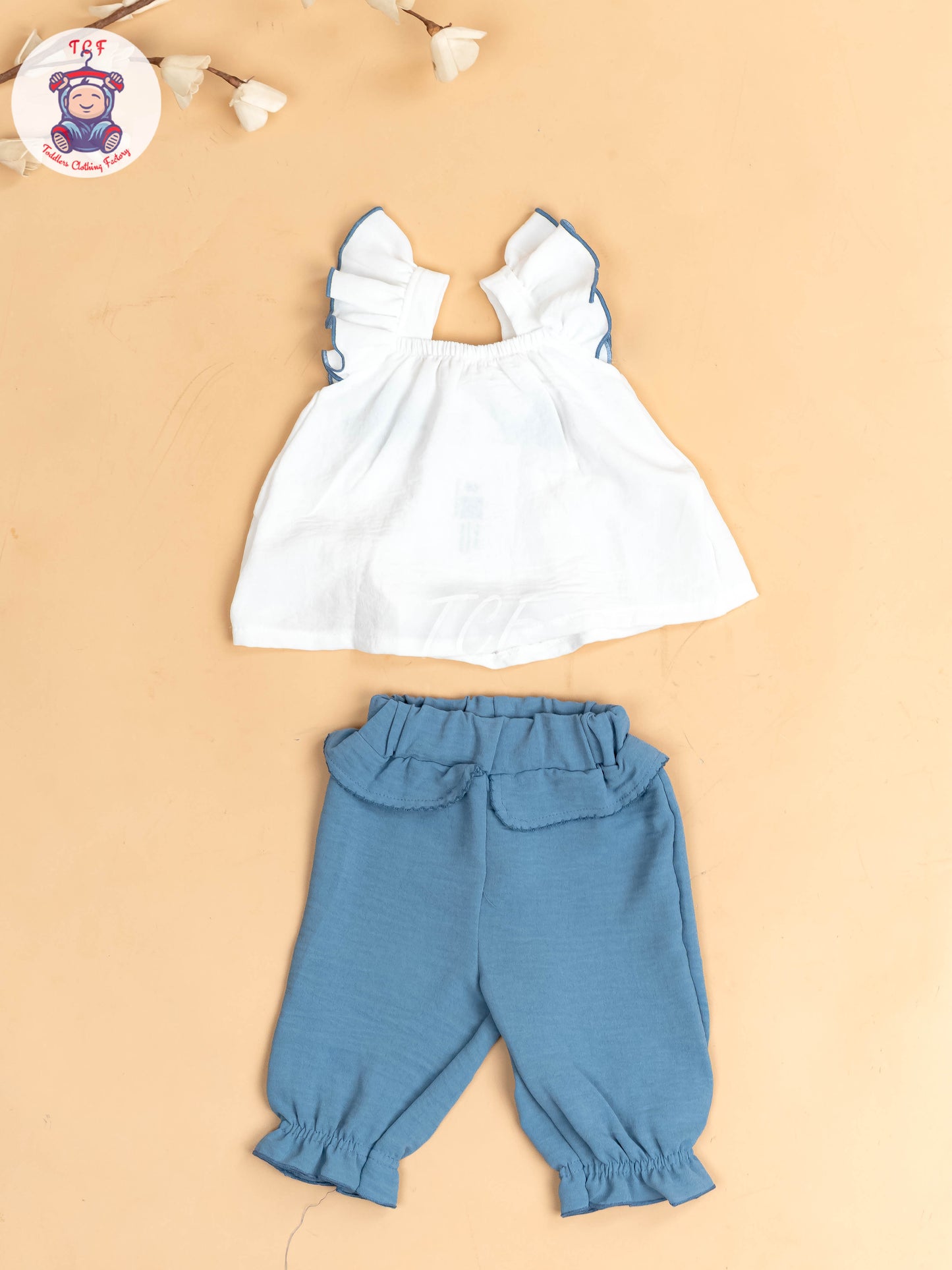 White & Light Blue  - Girls Co-ords Sets