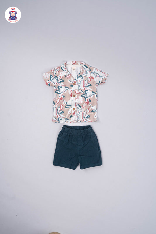 Lite Brown & Teal Green - Shirts & Shorts