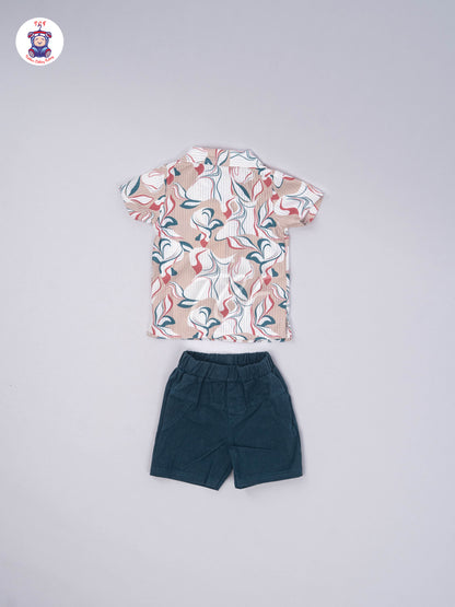 Lite Brown & Teal Green - Shirts & Shorts