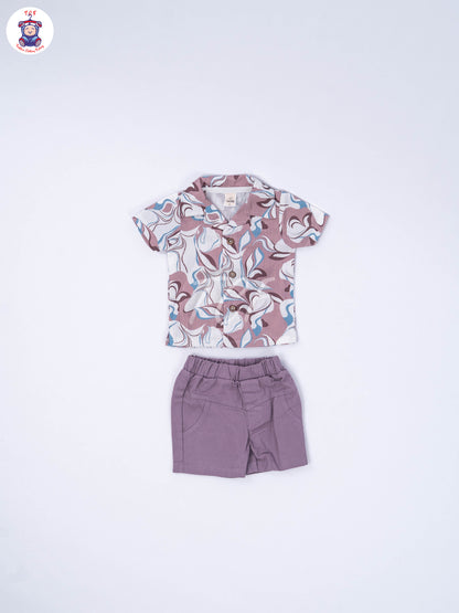 Brown & Lavendar - Shirts & Shorts