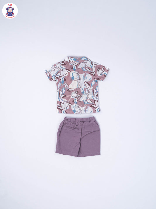 Brown & Lavendar - Shirts & Shorts