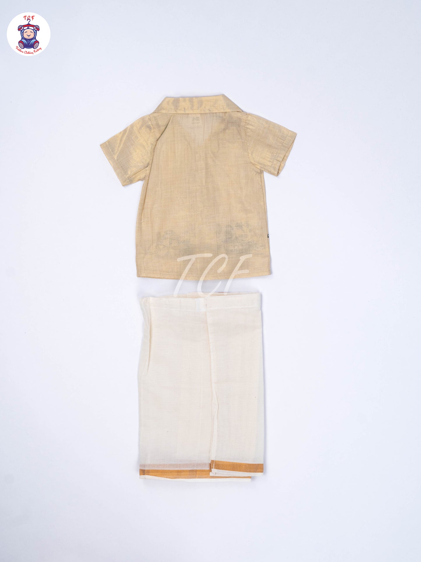 Gold & White - Boys Readymade Dhotis & Shirts