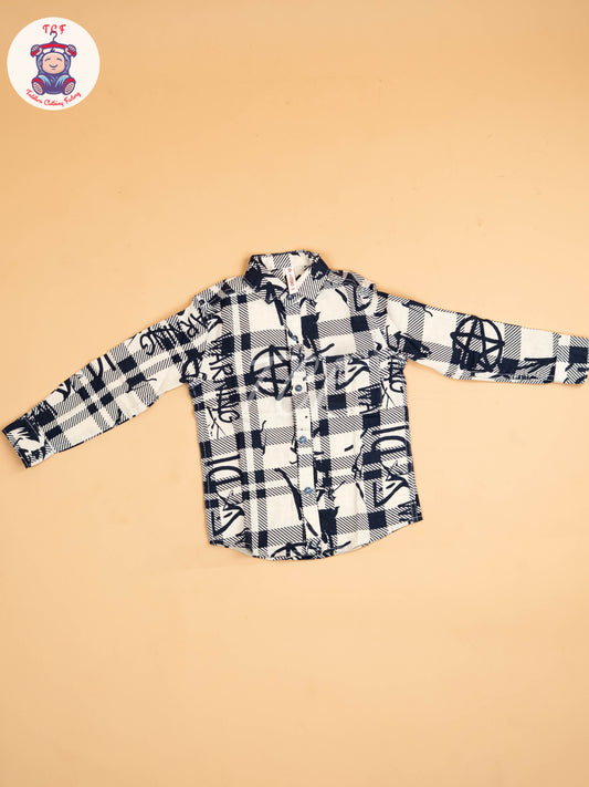 Cream & Black - Boys Readymade Shirt