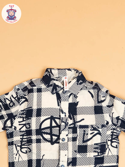 Cream & Black - Boys Readymade Shirt
