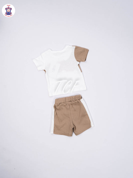 White & Lite Brown - T-Shirts & Shorts