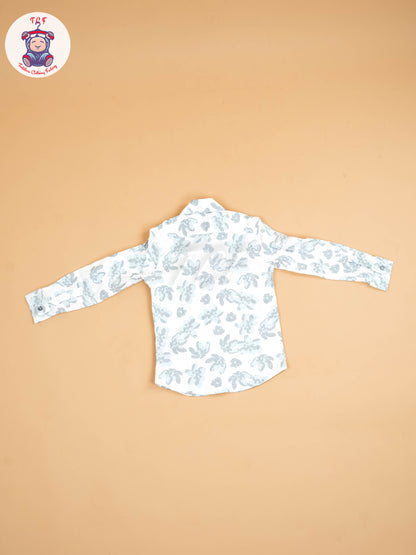 White & Blue  - Boys Readymade Shirt