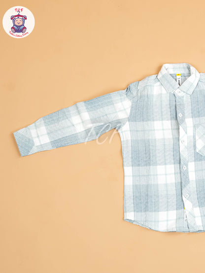 White & Light Green - Boys Readymade Shirt