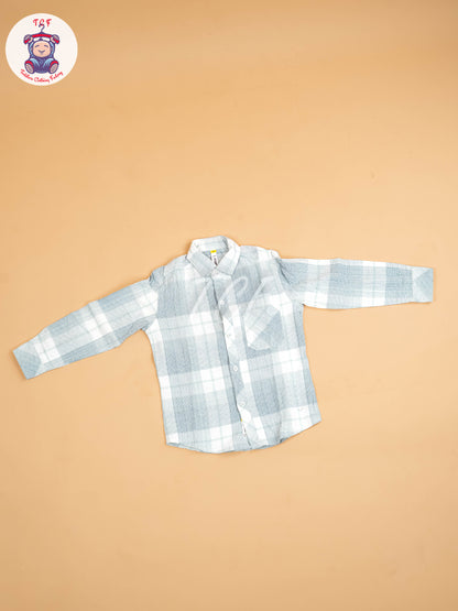 White & Light Green - Boys Readymade Shirt