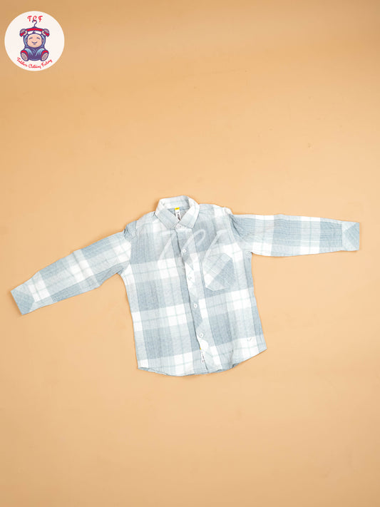 White & Light Green - Boys Readymade Shirt