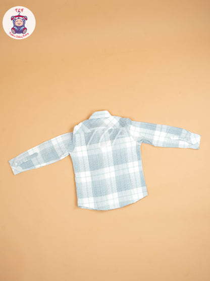 White & Light Green - Boys Readymade Shirt