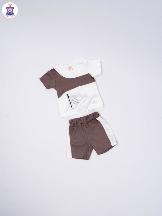 White & Lite Choco Brown -  T-Shirts & Shorts