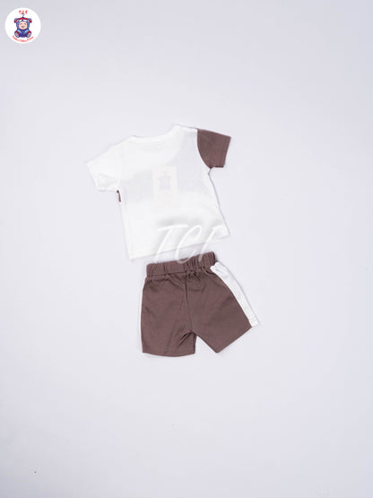 White & Lite Choco Brown -  T-Shirts & Shorts