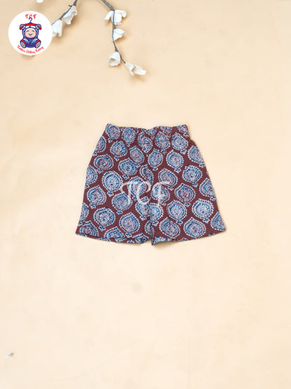 Maroon - Boys Ajrakh Printed Shirts & Shorts