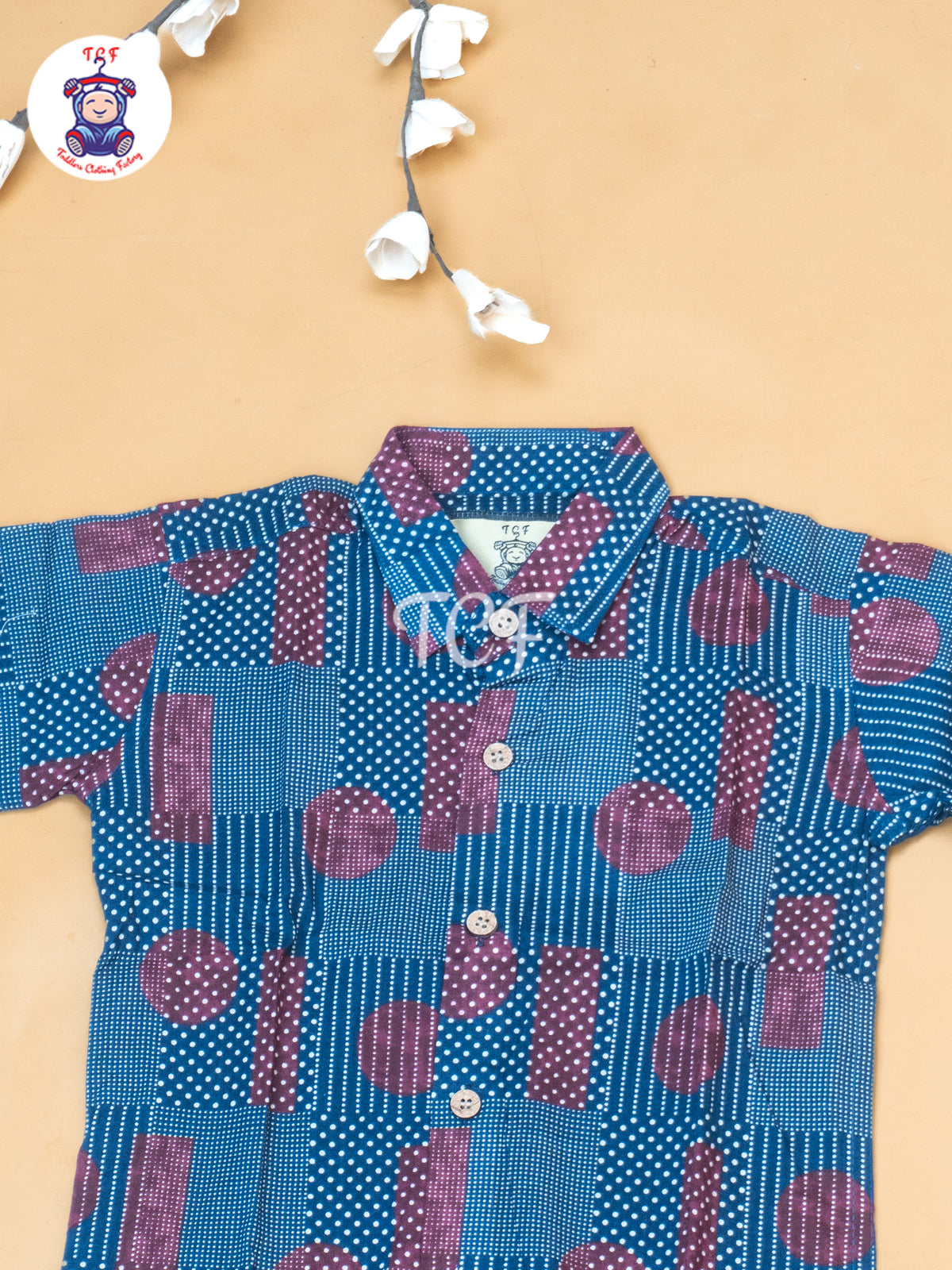 Maroon & Black - Boys Ajrakh Printed Shirts & Shorts