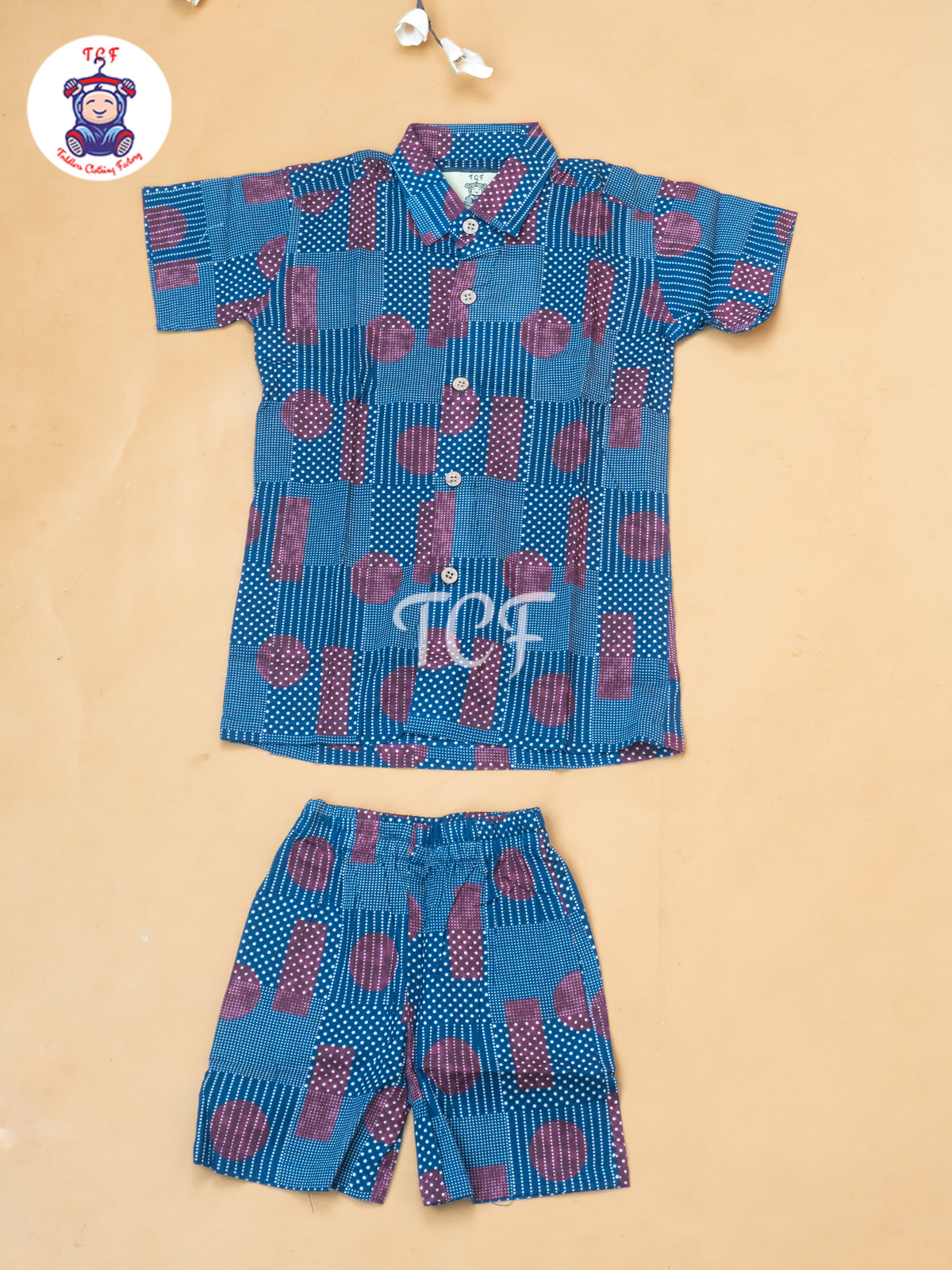 Maroon & Black - Boys Ajrakh Printed Shirts & Shorts