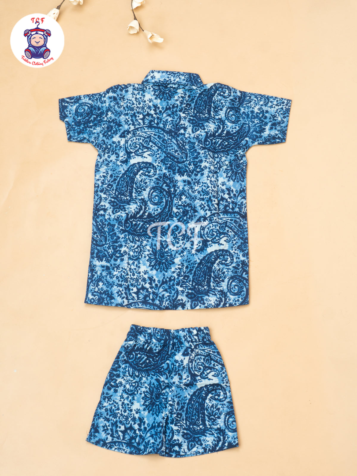Blue - Boys Ajrakh Printed Shirts & Shorts