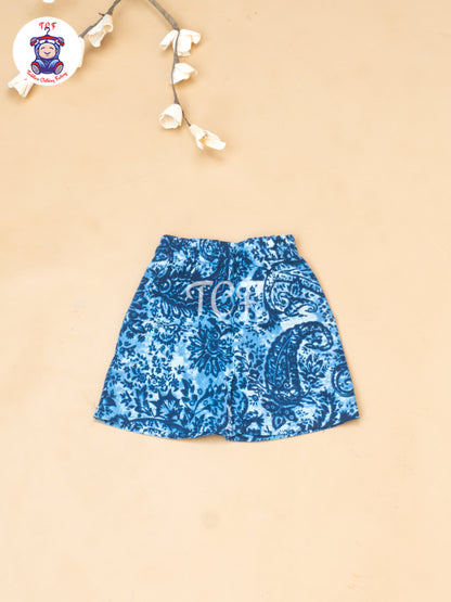 Blue - Boys Ajrakh Printed Shirts & Shorts