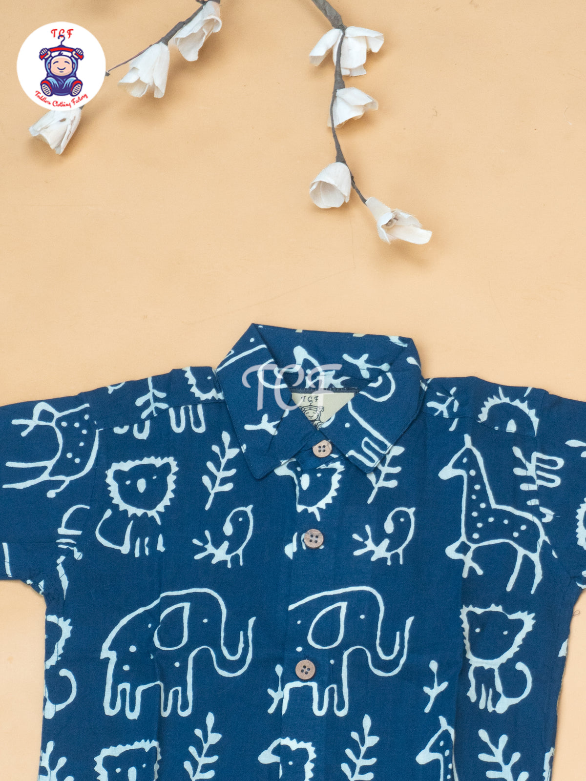 Navy Blue - Boys Ajrakh Printed Shirts & Shorts