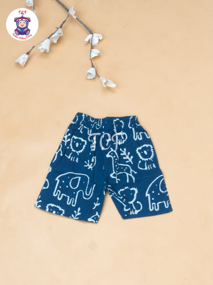 Navy Blue - Boys Ajrakh Printed Shirts & Shorts