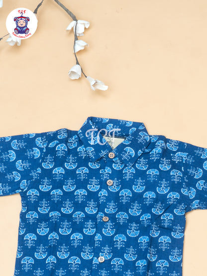 Indingo - Boys Ajrakh Printed Shirts & Shorts