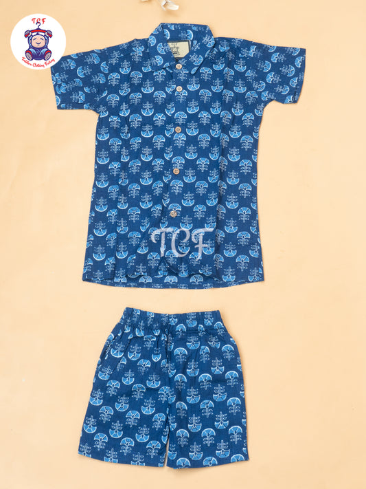 Indingo - Boys Ajrakh Printed Shirts & Shorts