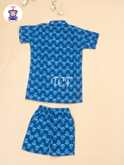 Indingo - Boys Ajrakh Printed Shirts & Shorts