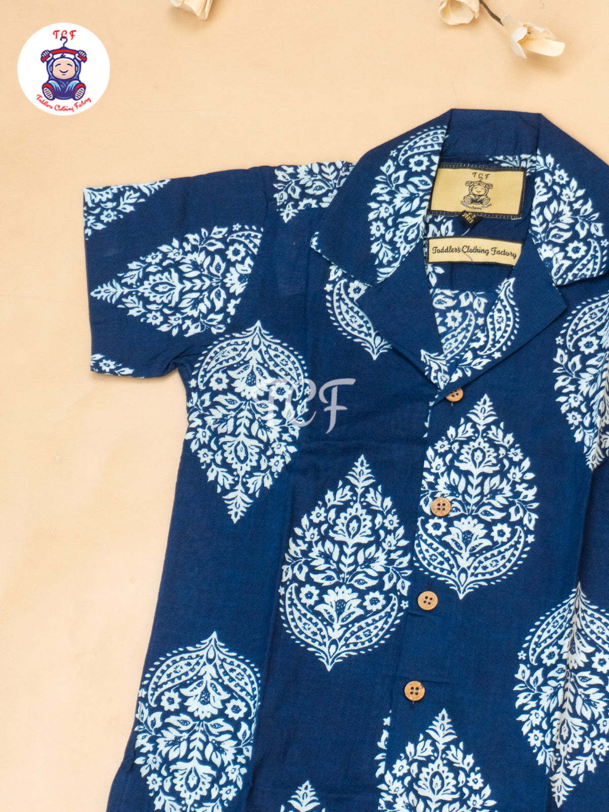 Blue - Boys Ajrakh Printed Spread Collor Shirts & Shorts
