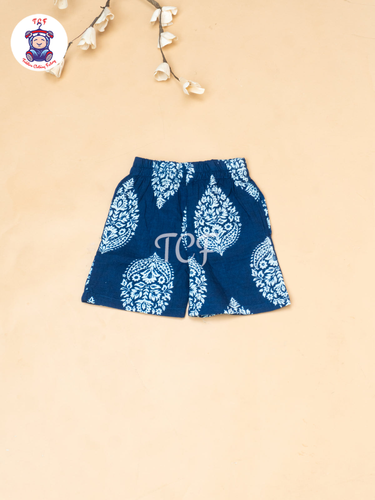 Blue - Boys Ajrakh Printed Spread Collor Shirts & Shorts