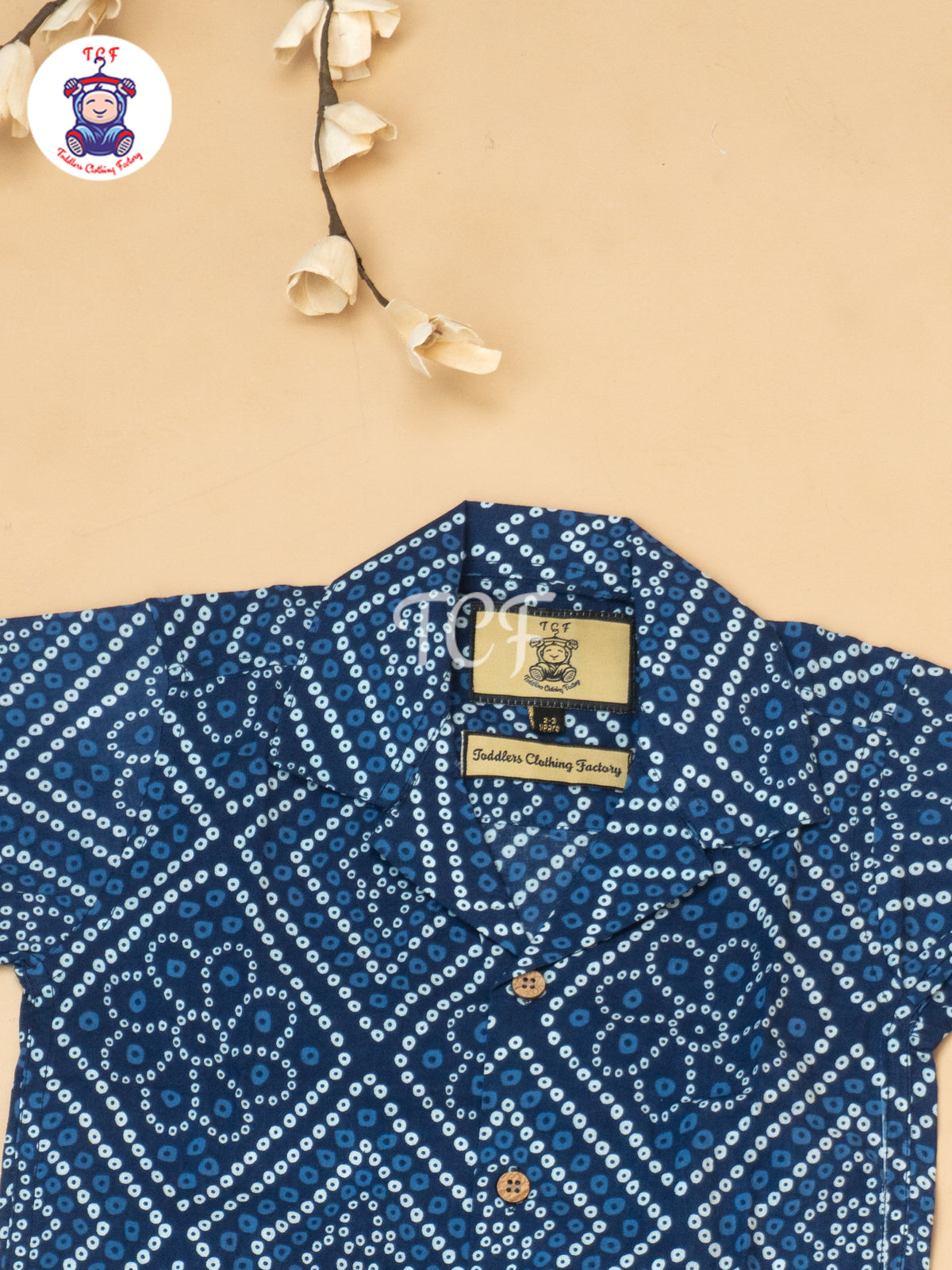 Blue - Boys Bandhini Printed Spread Collor Shirts & Shorts