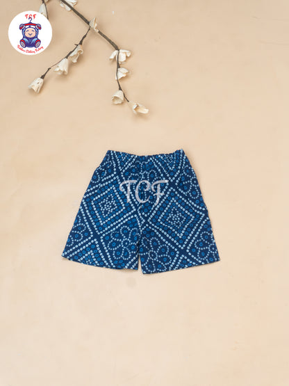 Blue - Boys Bandhini Printed Spread Collor Shirts & Shorts
