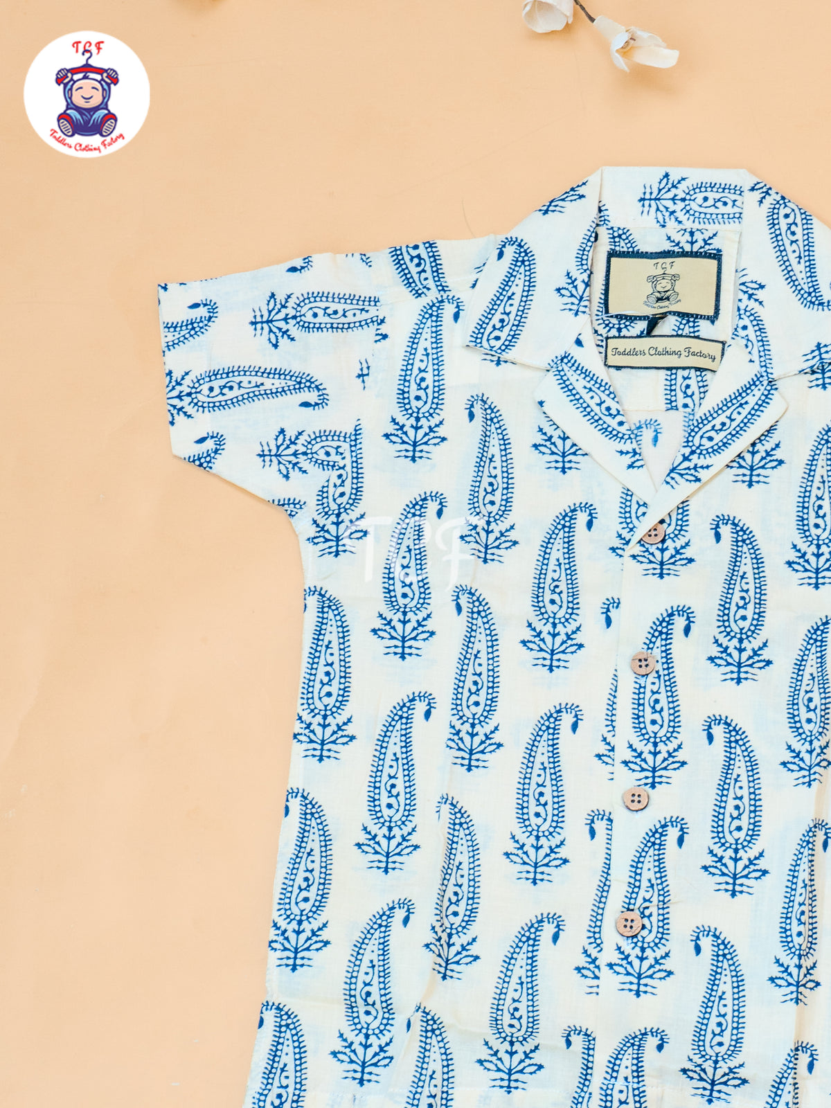 Cream - Boys Ajrakh Printed Spread Collor Shirts & Shorts