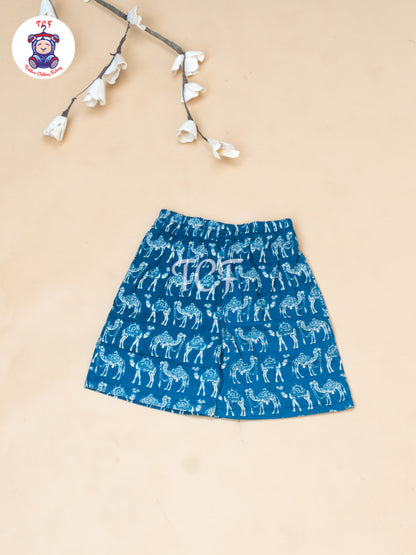 Blue - Boys Camel Printed Spread Collor Shirts & Shorts