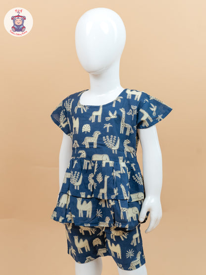 Navy Blue & Cream - Jaipur printed Co-ords Sets