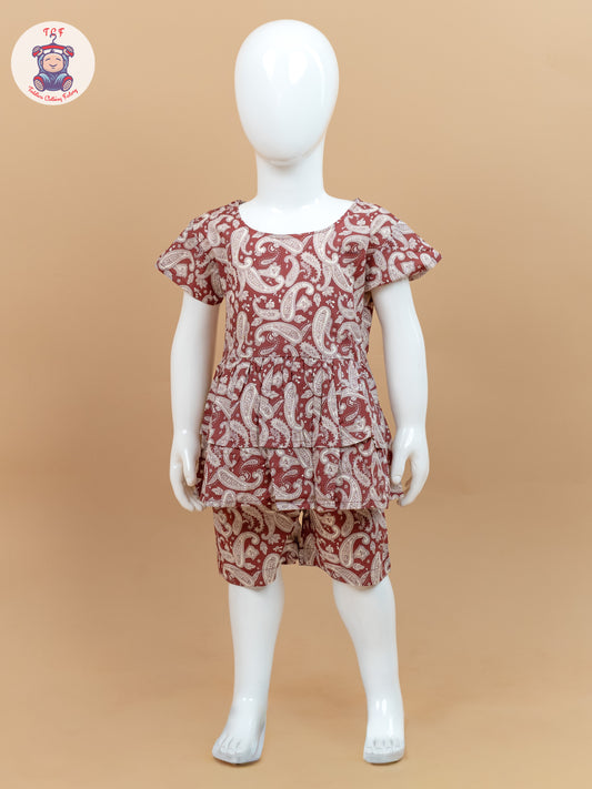 Burgundy Red & Cream - Ajrakh printed Co-ords Sets
