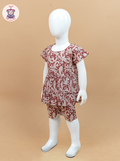 Burgundy Red & Cream - Ajrakh printed Co-ords Sets