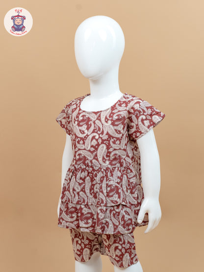 Burgundy Red & Cream - Ajrakh printed Co-ords Sets