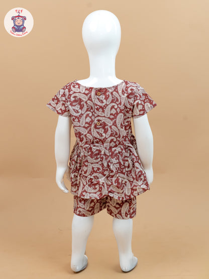 Burgundy Red & Cream - Ajrakh printed Co-ords Sets