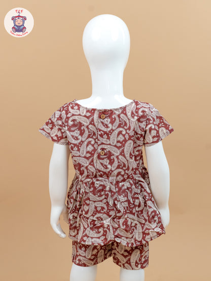 Burgundy Red & Cream - Ajrakh printed Co-ords Sets