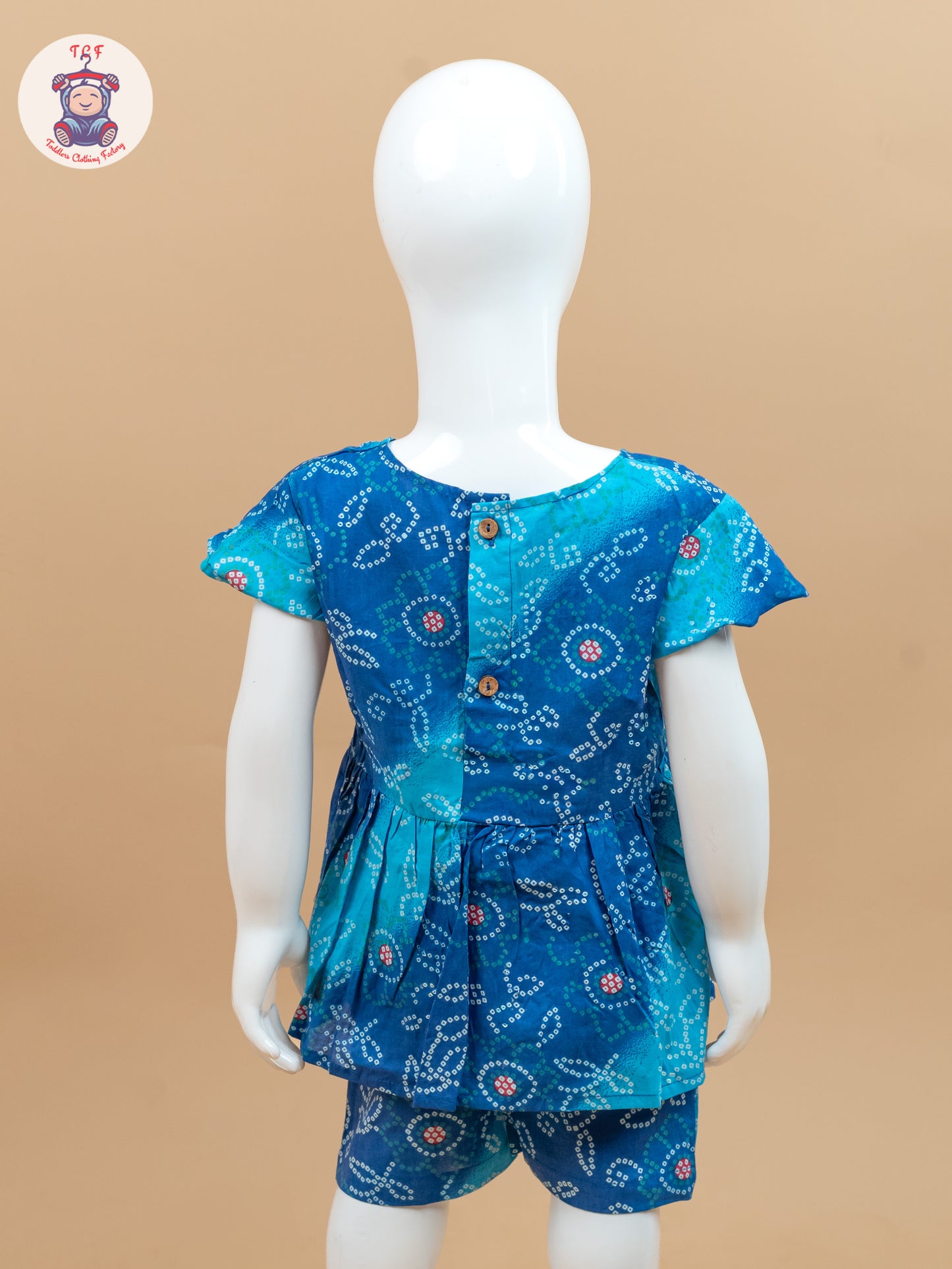 Ink Blue & Sky Blue - Girls Bandhini Printed Co-ords Sets