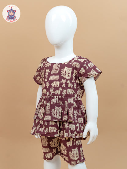 Wine & Cream - Ajrakh printed Co-ords Sets