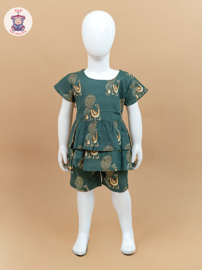 Teal Green - Ajrakh printed Co-ords Sets